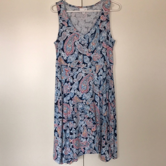 J. Jill Dresses Jjill Blue Paisley Asymmetrical Dress Size Small